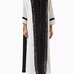 Formal Lace Coat Abaya in Crepe