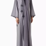 Two-toned 3D Flower Abaya in Nada